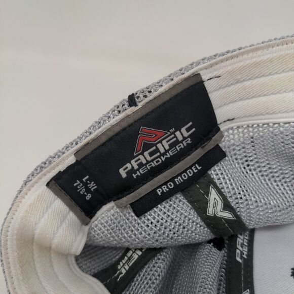 IGH Fitted Trucker Hat Gray L/XL Embroidered Pro Model Mesh Pacific Headwear - Picture 7 of 8